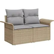 vidaXL 4 daļu dārza dīvānu komplekts ar spilveniem Beige poliratāns  3353979 8721288342508
