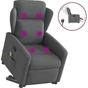 vidaXL Elektriska masāžas krēsls ar pacelšanas funkciju, izvelkams, dark grey  3303165 8721102961472