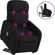 vidaXL Pacelams masāžas krēsls, izvelkams, Black, apvilkts ar audumu  3302984 8721102959660
