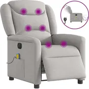 vidaXL Elektriska masāžas krēsls, pelēks, audums  3303193 8721102961755