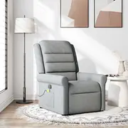 vidaXL Saliekams masāžas krēsls, light grey, ar auduma apdari  4015646 8721158336521