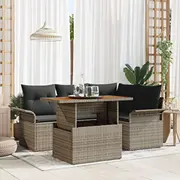 vidaXL Dārza dīvānu komplekts 5 daļas Grey, Brown, Black  3349327 8721158994417