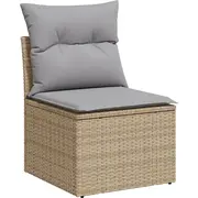 vidaXL Dārza dīvānu komplekts 6 daļas ar spilveniem Beige poliratans  3346150 8721158957368