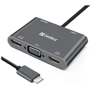 Cita datorprece Sandberg  136-35 Usb-C Dock 2Xhdmi1XvgaUsbPd 5705730136351
