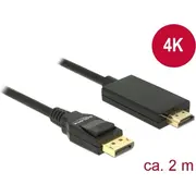 Delock Displayport Kabel Dp - Hdmi St/St 4K 2.00M Black  85317 4043619853175 85444290
