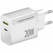Esperanza Ezc105W Lādētājs Type C 20W  Usb Qc3.0 18W 5901299960578