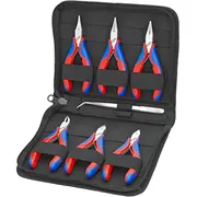 Knipex Elektronikzangen-Set, 7-Teilig Rot/Blau, inkl. Präzisionspinzette  00 20 16 4003773022619