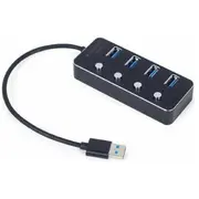 Kontrolieris Gembird  Usb Centrmezgls 3.1 Powered 4-Port Hub with Switches Black Uhb-U3P4P-01 8716309124591