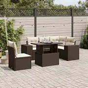 vidaXL 6 daļu dārza atpūtas mēbeļu komplekts ar spilveniem, brown  3269173 8721102423062