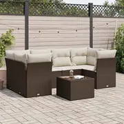 vidaXL 7 daļu dārza atpūtas mēbeļu komplekts ar spilveniem, brown  3249112 8721012880870