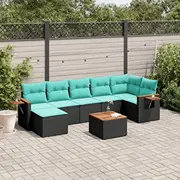 vidaXL 8 daļu dārza atpūtas mēbeļu komplekts ar spilveniem, Black  3227037 8721012840034