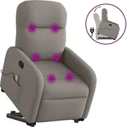 vidaXL Pacelams masāžas krēsls, izvelkams, taupe krāsa, audums  3302989 8721102959714