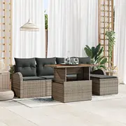 vidaXL Dārza dīvānu komplekts 6 daļas Grey rattan  3349572 8721158996862