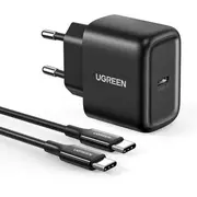 Adapteris Ugreen Usb Type C lādētājs 25W Power Delivery  kabelis 2M 50581 Black 6957303855810 6957303804108