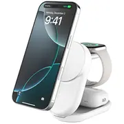 Belkin Ultracharge faltbare magnetische 3-In-1-Ladestation mit Qi2 25W weiß, rund  Wiz037Kqwh 0745883919888