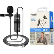 Boya vadu mikrofons, omni virziena polarizācijas raksts, lavaljē augstas kvalitātes skaņa, darbība ar kamerām, viedtālruņiem un datoriem, 3.5 mm izvade Black Eu  By-M1 6971008020809