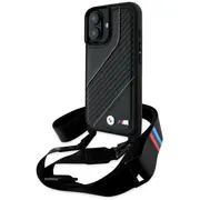 Cits mobilo telefonu aksesuārs Bmw  M Edition Carbon Stripe Amp Strap iPhone 16 Case - Black Bmw000938-0 3666339324285