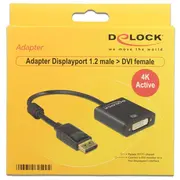 Delock Adapter Displayport 1.2  Dvi Buchse 4K Black, 20Cm 62599 4043619625994