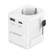 Adapteris Gembird  Tpa-Eu1A1C20-01-W Grounded universal travel power adapter, 20 W, white 8716309134972