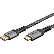 Goobay Plus Displayport  Hdmi Adapterkabel, 4K 60Hz Gray, 1 Meter 65268 4040849652684