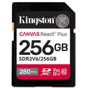 Atmiņas karte Kingston Canvas React Plus Sdxc 256 Gb Class 10 Uhs-Ii/U3 V60 Sdr2V6/256Gb  740617340594