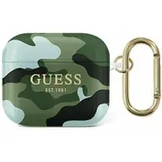 Maciņš austiņām Guess Apple Airpods 3 vāks Camo Collection Green on Black  3666339010133