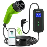 Pārvietojama Ev automašīnas lādētāja ar regulēšanu 2In1 Type2  3.5Kw 230V Wifi Lcd Pārnēsājama Sienas lādētājs 5M 52476 5901878524764 Asqolev00052476