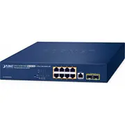 Switch Planet Ipv6/Ipv4, 8 portu pārvaldāms L2/L4 Gigabit Ethernet 10/100/1000 ar Poe atbalstu 1U Blue  Gs-4210-8Up2S 4711605287357