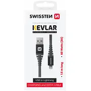 Swissten Kevlar Kabelis Usb / Lightning 1.5M 60W  71543010 8595217481503