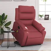 vidaXL Pacelams masāžas krēsls, izvelkams, Wine Red, ekosāds  3205053 8721012175419