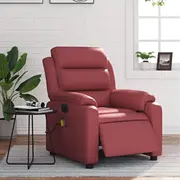 vidaXL Elektriska masāžas krēsls, izvelkams, Burgundy, mākslīgā āda  3205039 8721012175273