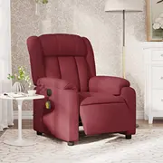 vidaXL Elektriska masāžas krēsls, izvelkams, Wine Red, audums  3205307 8721012177956