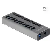 Delock Externer Superspeed Usb Hub mit 10 Ports  Schalter 63670 4043619636709 84718000