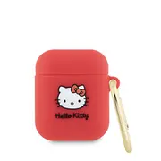 Austiņu maciņš Hello Kitty Apple Airpods 1/2 silikona 3D galva Red  Hka23Dkhsf 3666339189716