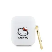 Maciņš austiņām Hello Kitty Apple Airpods 1/2 silikona vāciņš 3D galva White  Hka23Dkhsh 3666339189754