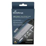 Mediarange Hub Usb-C 5 in 1 daudzportu adapteris, silver  Mrcs511 4260664876069 84718000