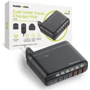 Mobilais Origin Gan 140W Ceļojumu lādētāja centrs Pw12 Eu/Uk/Us, 3X Usb-C  Usb-A Mo-Ch140-Pw12 8594215994725