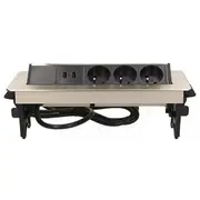 Orno Iebūvējama rozetes kontaktligzda 3X250V niķelētā korpusā ar 2Xusb lādētāju un 1,8M kabeli  Or-Ae-1364 5901752487741