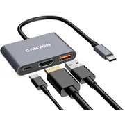 Pārvēršanas centrs Canyon hub Ds-4 3In1 Usb-C Grey  5291485016784