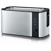 Severin Automatik-Langschlitztoaster At 2590 Edelstahl/Black, 1.400 Watt, für 4 Scheiben Toast  4008146028540