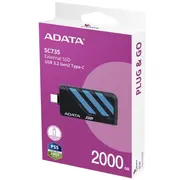 Ārējais Ssd disks Adata Sc735 2Tb Black-Blue Sc735-2000G-Ccbk/Bu  4711658153494