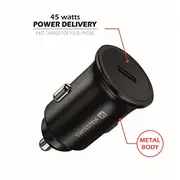 Swissten 45W Pd Metāla Automašīnas Lādētāja Adapteris Usb-C  20118100 8595217475342