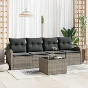 vidaXL 5 daļu dārza dīvānu komplekts ar spilveniem Grey poliratans  3345909 8721158954954