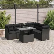 vidaXL 7 daļu dārza atpūtas mēbeļu komplekts ar spilveniem, Black  3326166 8721158736024