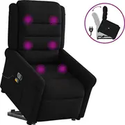 vidaXL paceļams masāžas krēsls, izvelkams, Black, apvilkts ar audumu  3303326 8721102963087