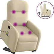 vidaXL Pacelams masāžas krēsls, izvelkams, cream, ar auduma apdari  3302990 8721102959721