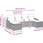 vidaXL 6 daļu dārza dīvānu komplekts ar spilveniem Black polirattans  3346827 8721158964137