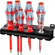 Wera 3160 i/7 Schraubendrehersatz Kraftform Plus, Edelstahl  Rack Rot/Blau, 7-Teilig, mit Lasertip 05022728001 4013288118073