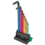 Wera 950/9 Hex-Plus Multicolour 3 Winkelschlüsselsatz, 9-Teilig Mit Aufsteller, Blacklaser-Oberfläche  05133165001 4013288230294