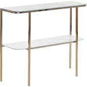 Beliani konsoles galds ar baltu un zelta marmora efektu Calvert  317402 Bel 4251682280365